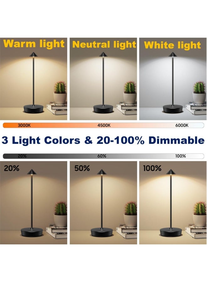 Cordless Table Lamp Battery Operated Desk Lights 6000mAh Rechargeable Aluminum Metal Night Light 3 Color & Stepless Dimming Lamps Portable LED Lamps for Nightstand Bedroom Outdoor - Image 5